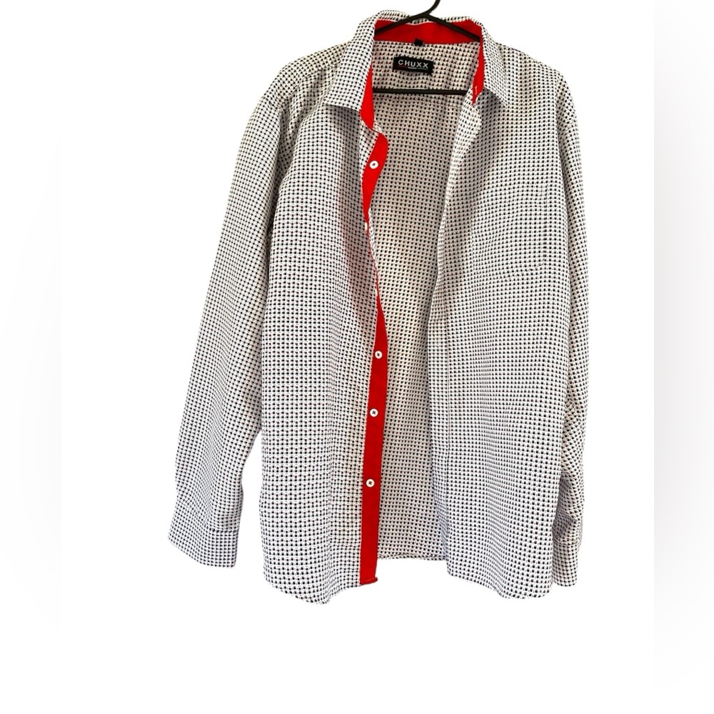 CHUXX Italy Men’s XL Button Up Shirt Red Trim Retro Statement